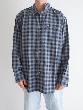 The North Face Blue Plaid Button Front Hiking Outdoor Camping Shirt Jacket XL